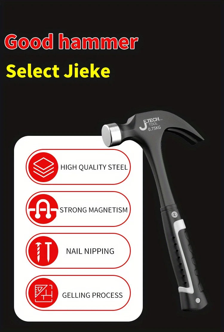 1pc Integrated Claw Hammer, Professional Woodworking Joinery Home Carpentry Hand Hammer, Nail Hammer, Non-Slip Multifunctional H