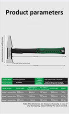 1Pc Flat Head Hammer High-carbon Steel Fitter Hammer 200G/300G/500G Plastic Coated Duckbill Hammer Hardware Tools Building Decor