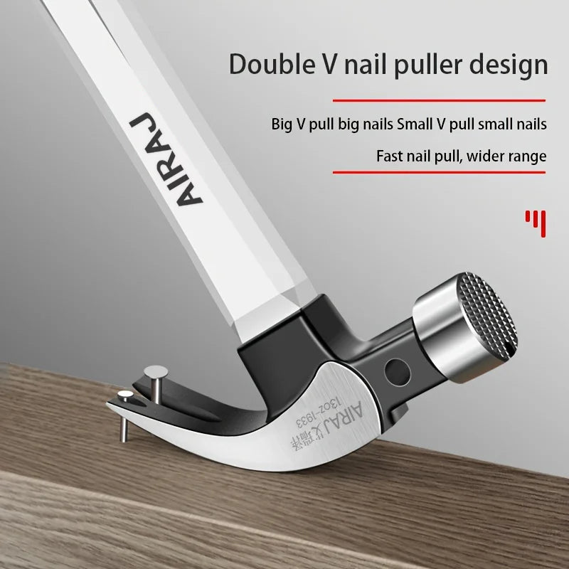 AIRAJ Short/Long Handle Claw Hammer Double Nail High Carbon Steel Household Durable Anti Slip Industrial Grade Hand Tool