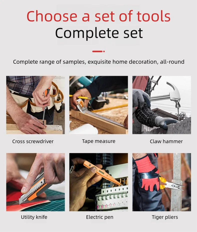 ZTEN New Multi-functional Hardware Toolbox Repair And Installation Hardware Tool Set With Safety Hammer Sheep Horn Hammer