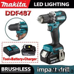 Makita Original. DDF487 Cordless Driver Drill Brushless Electric Impact Screwdriver Rechargeable Power Tool 18V