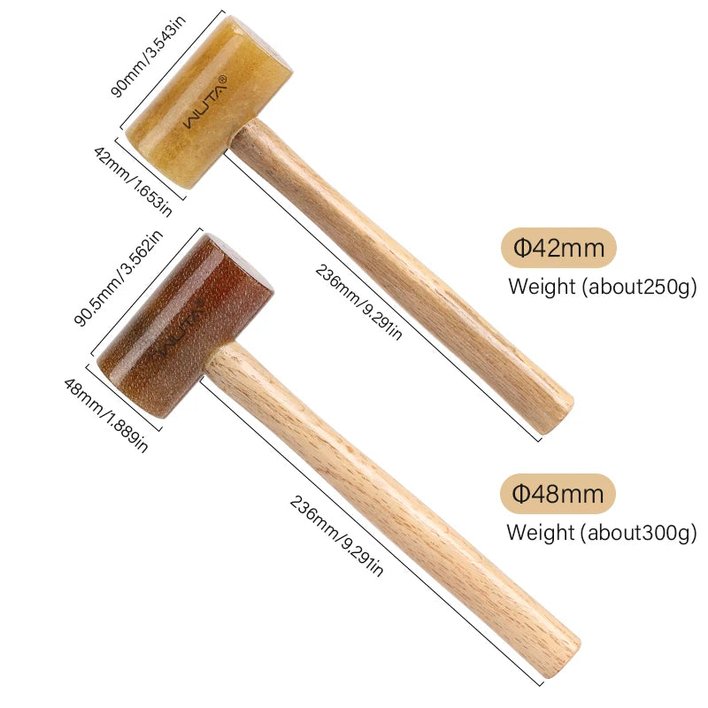 WUTA 100% Rawhide-head Mallet Leather Craft Hammer Stamping Jewelry Leather Worker Craft Tool Good Buffering Capacity 48mm 42mm