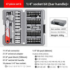 13-48pcs Socket Set Wrench Auto Repair Tool Mixed Tool Set Hand Tool Kit with Plastic Toolbox Storage Case for Home Garage