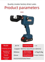4-70mm Hydraulic Terminal Crimping Tool Electrician Pliers Style, Powered by Lithium-Aluminum Battery