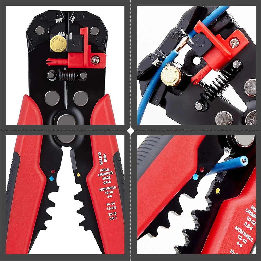 3 in 1 Self-Adjusting Wire Stripper Cutter,Crimping Tool Wire Pliers for Wire Stripping, Cutting,Crimping 10-24 AWG (0.2-6.0mm²