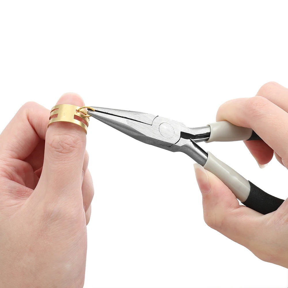 6pcs/Set Jewelry Pliers Tools Kit Needle Chain Round Nose Pliers Tweezers with Open Rings for DIY Jewelry Making Repair Tool