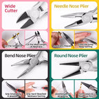 3Pcs Jewelry Pliers Set Includes Needle Nose Pliers, Round Nose Pliers, Wire Cutters for Jewelry Beading Repair Making Supplies
