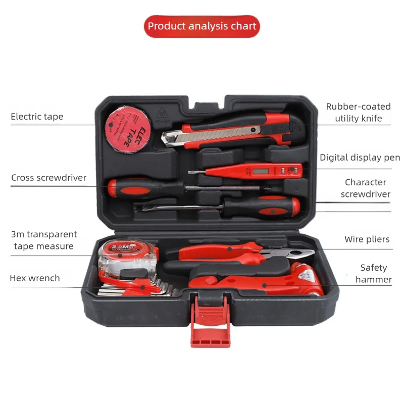 ZTEN New Multi-functional Hardware Toolbox Repair And Installation Hardware Tool Set With Safety Hammer Sheep Horn Hammer