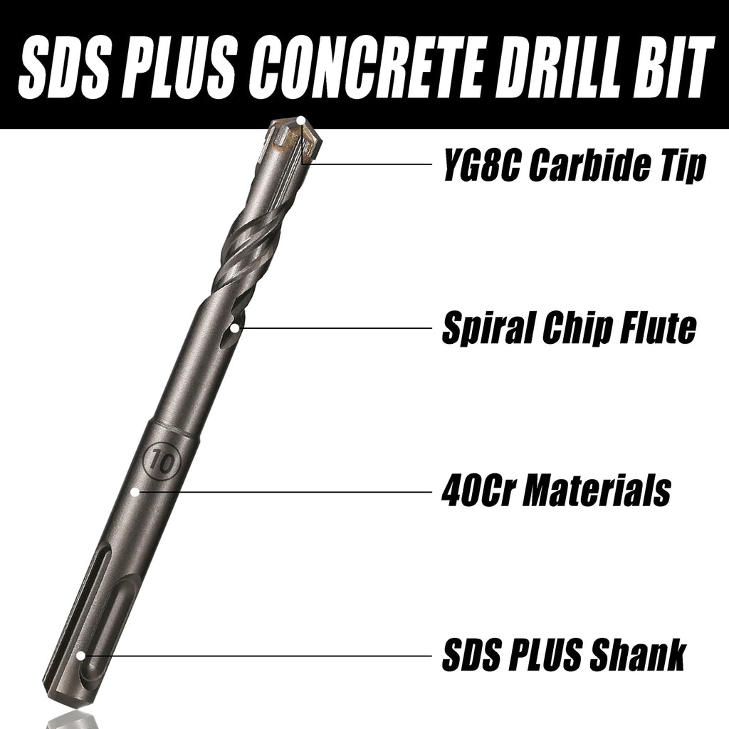 5Pcs/Set SDS PLUS Shank 5/6/8/10/12mm Concrete Impact Hammer Masonry Carbide Drill Bit 110mm Length For Cement Brick Block Wall