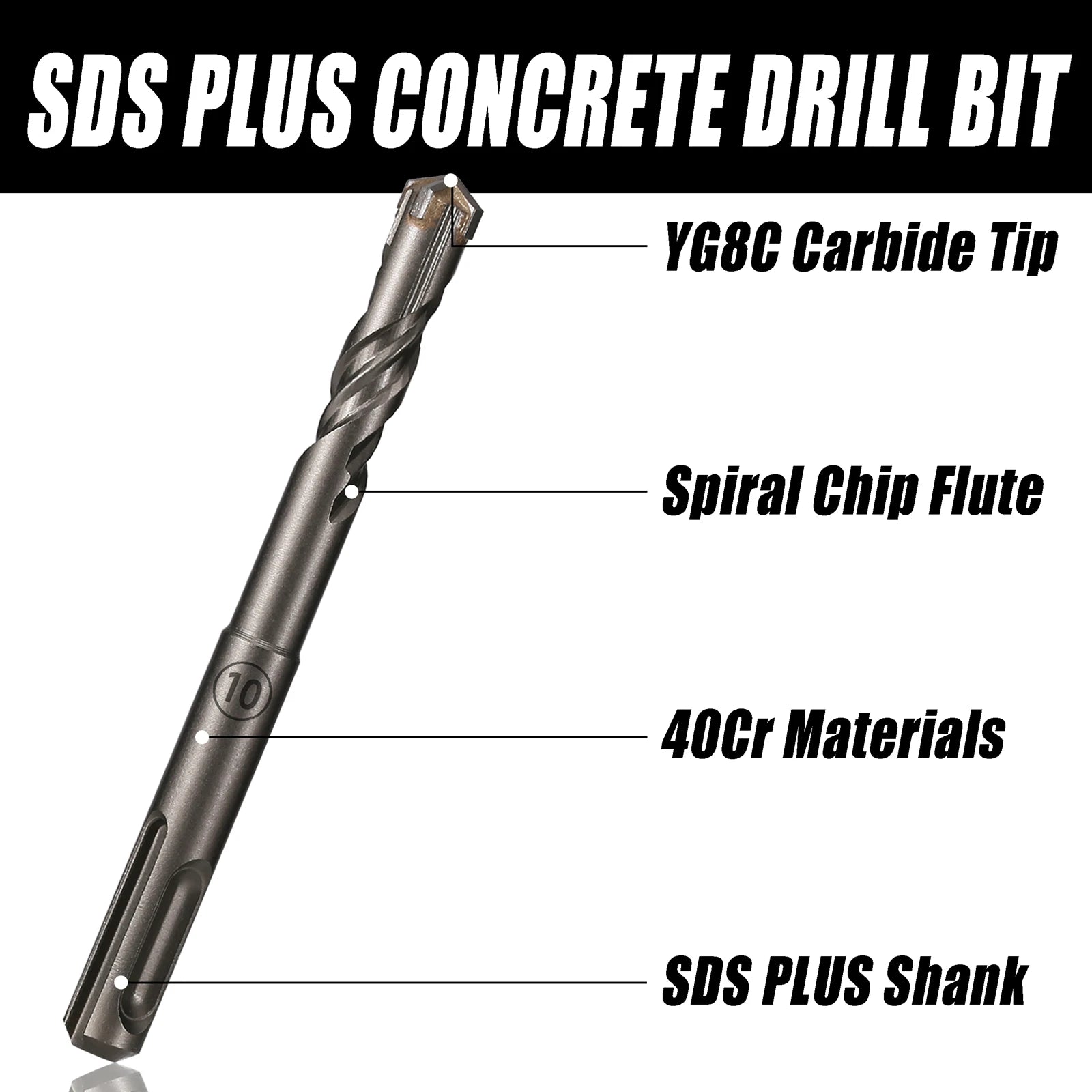5Pcs/Set SDS PLUS Shank 5/6/8/10/12mm Concrete Impact Hammer Masonry Carbide Drill Bit 110mm Length For Cement Brick Block Wall