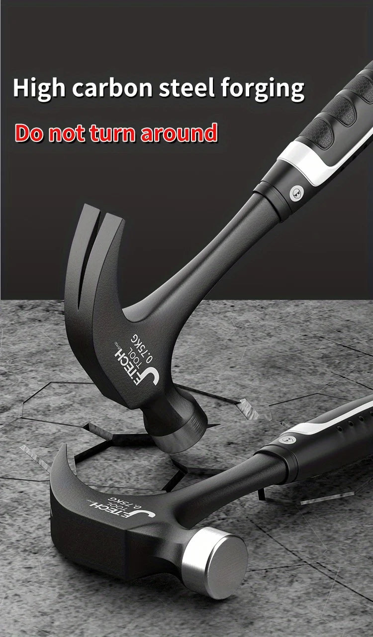 1pc Integrated Claw Hammer, Professional Woodworking Joinery Home Carpentry Hand Hammer, Nail Hammer, Non-Slip Multifunctional H
