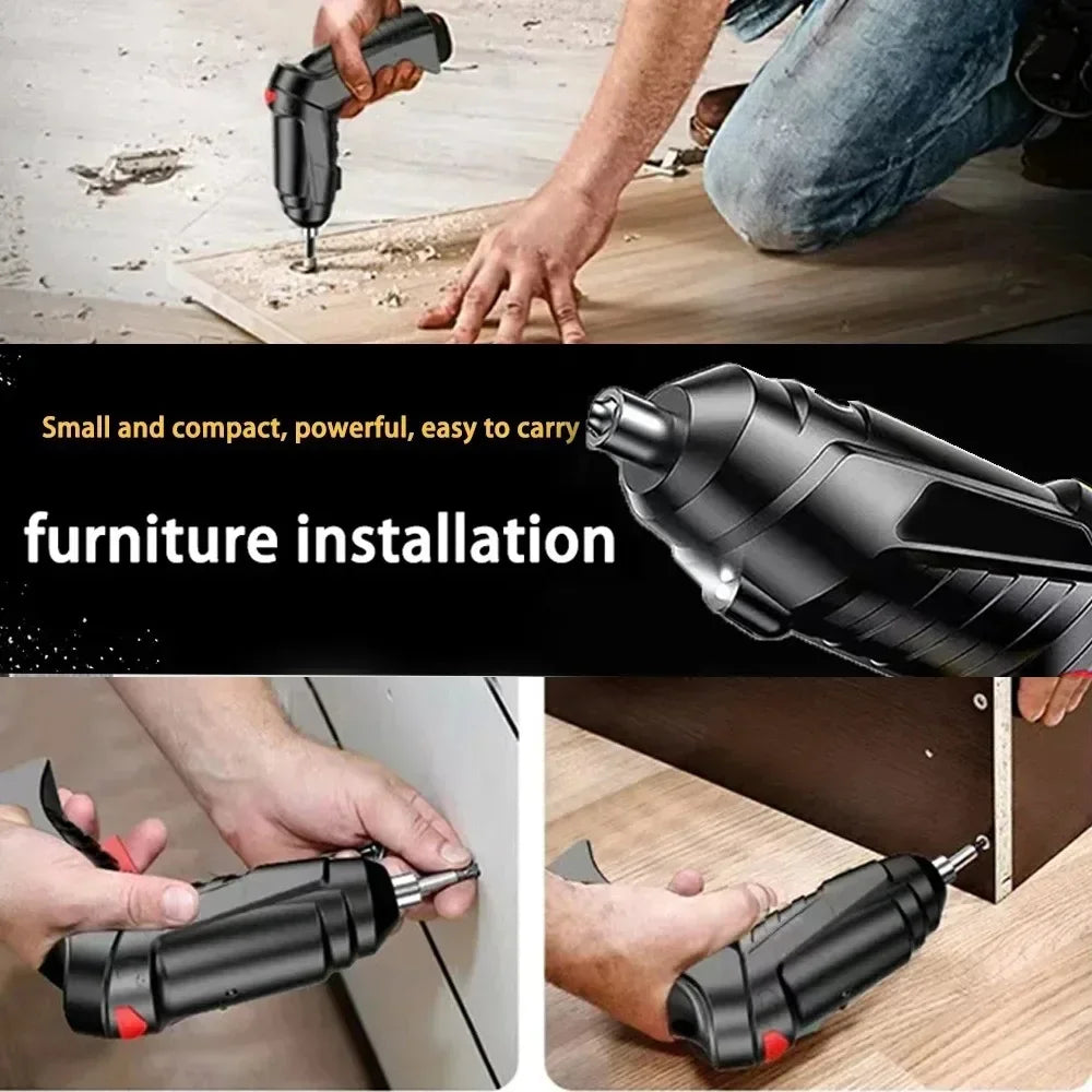 3.6V Screwdriver Kit Rechargeable Lithium Battery Cordless Electric Screwdriver Drill Kit Folding Home Power Tools