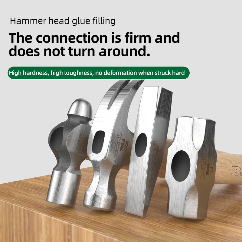 BAIHU Mini Hammer High Carbon Steel Hammer Solid Wood Short Handle Octagonal or Round Head Hammer Small Manual Hardware Tool