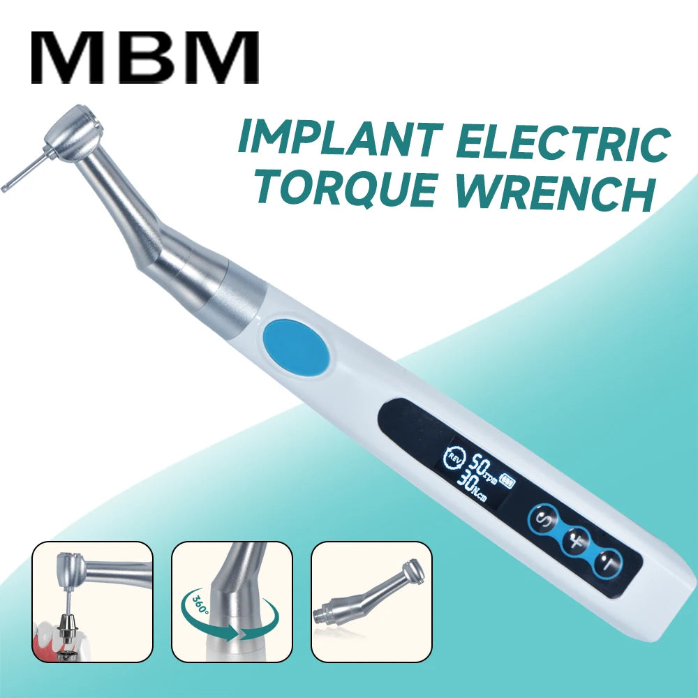 MBM Electric Torque Wrench for Dental Implant Torque Wrench with 16pcs Universal Screwdrivers Contra Angle Implant Tool