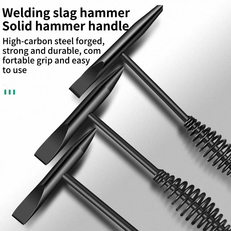 Welding Chipping Hammer - Rust Removal & Slag Cleaning Tool with Spring Handle and Hook for Glass Breaking & Ice Chipping