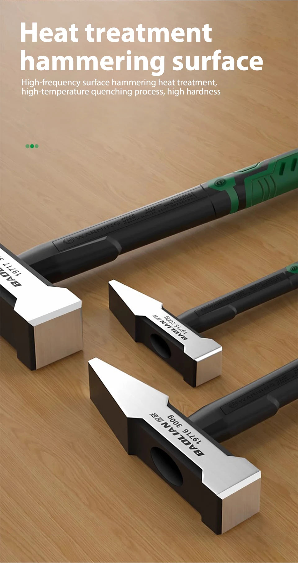 1Pc Flat Head Hammer High-carbon Steel Fitter Hammer 200G/300G/500G Plastic Coated Duckbill Hammer Hardware Tools Building Decor
