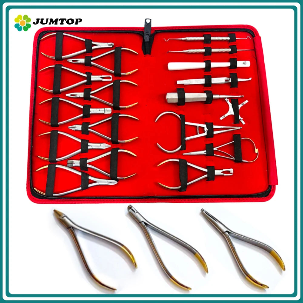18Pcs Orthodontic Pliers Set - Tungsten Carbide TC Forceps for Bracket Positioning, Wire Bending & Ligature, Dental Surgical Ins