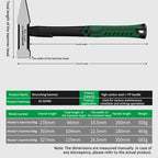 1Pc Flat Head Hammer High-carbon Steel Fitter Hammer 200G/300G/500G Plastic Coated Duckbill Hammer Hardware Tools Building Decor