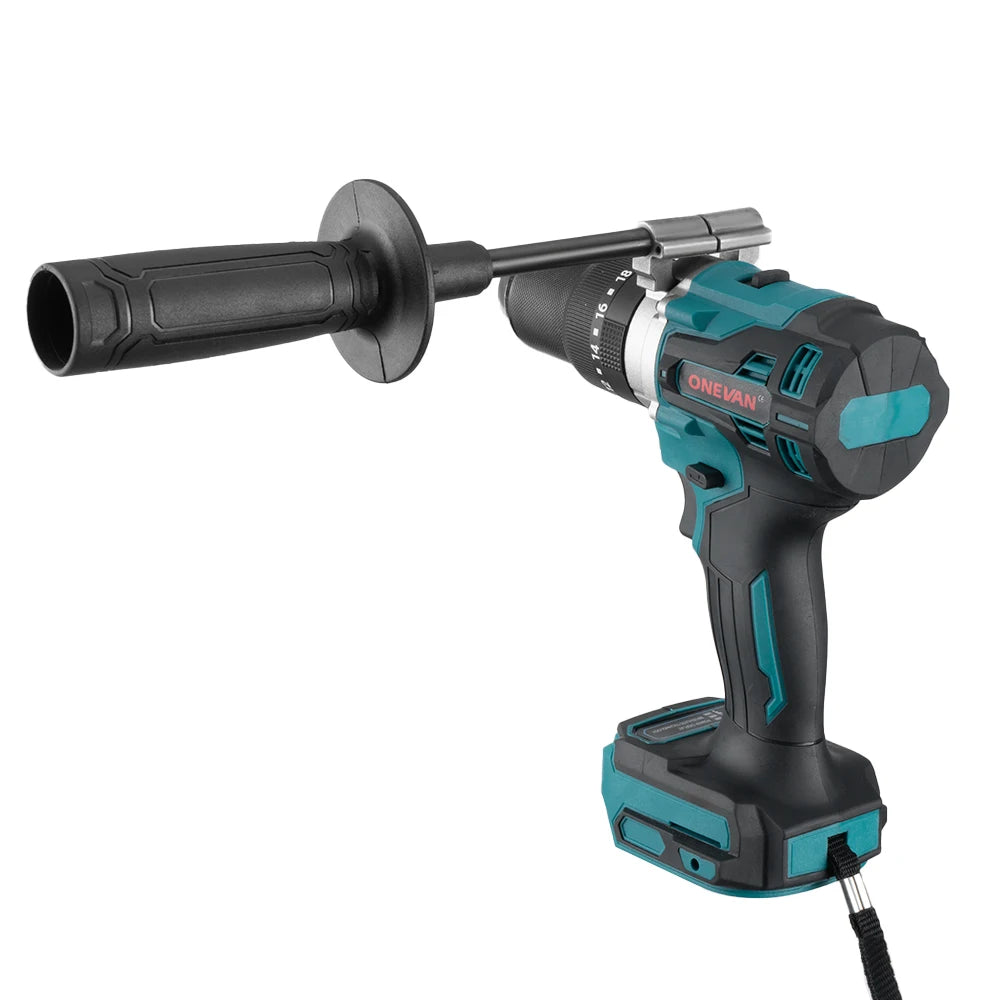 ONEVAN 13MM 650N.M Brushless Electric Impact Drill 20+3 Torque Electric Hammer Drill Power Tool For Makita 18V Battery Pin