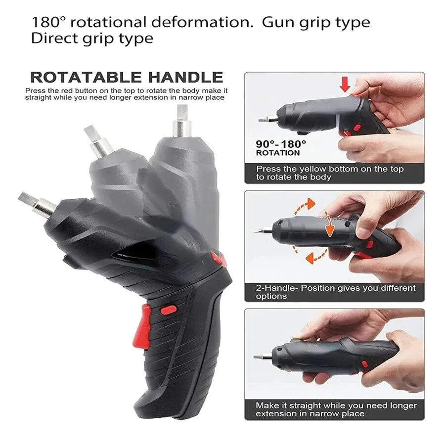 ZSKJ 3.6V Cordless Electric Screwdriver Kit Rechargeable 500mAh Lithium Battery Screwdriver Drill Kit Folding Home Power Tools