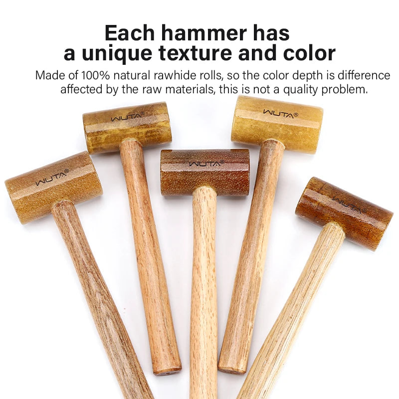 WUTA 100% Rawhide-head Mallet Leather Craft Hammer Stamping Jewelry Leather Worker Craft Tool Good Buffering Capacity 48mm 42mm