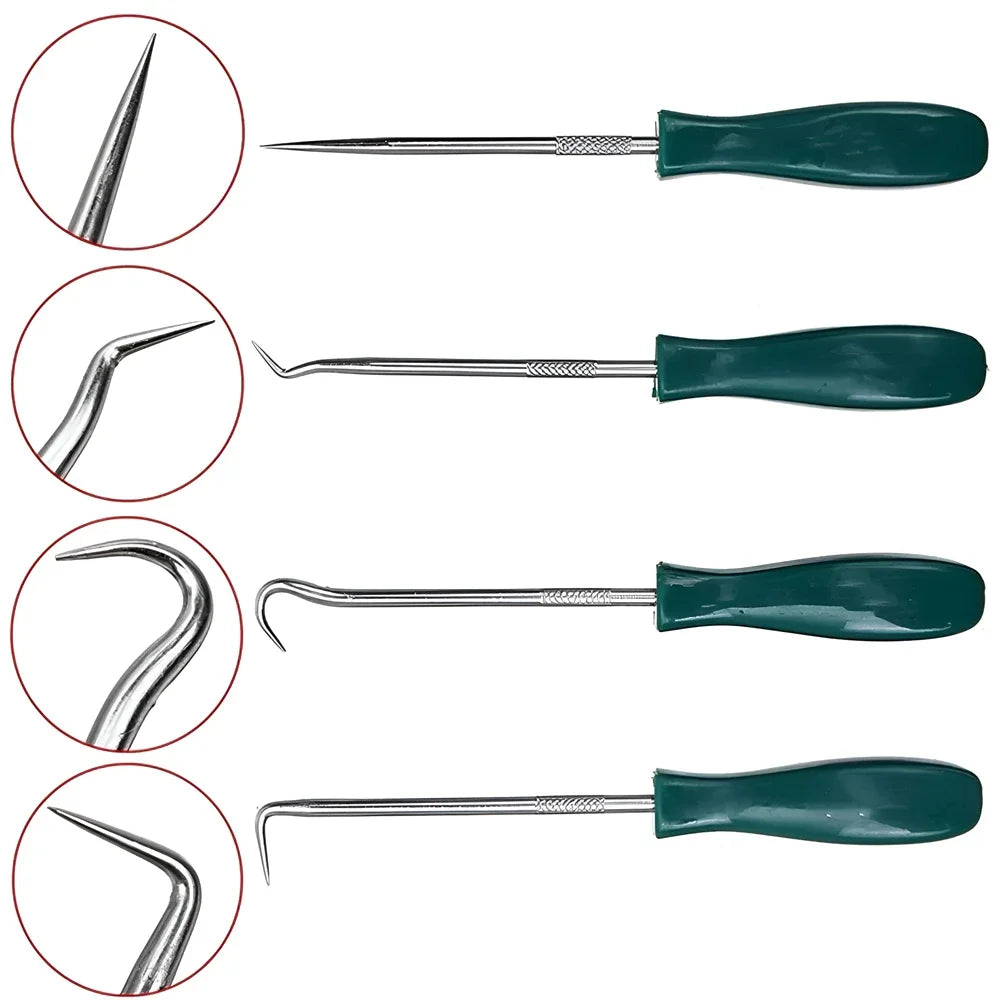 4Pcs 135mm Oil Seal Screwdrivers Set Car Auto Vehicle Pick Hooks for Garages General-Plumbers Mechanics Workshop Tools