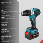 ONEVAN 13MM 650N.M Brushless Electric Impact Drill 20+3 Torque Electric Hammer Drill Power Tool For Makita 18V Battery Pin