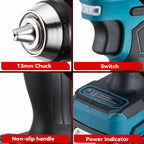 ONEVAN 13MM 650N.M Brushless Electric Impact Drill 20+3 Torque Electric Hammer Drill Power Tool For Makita 18V Battery Pin