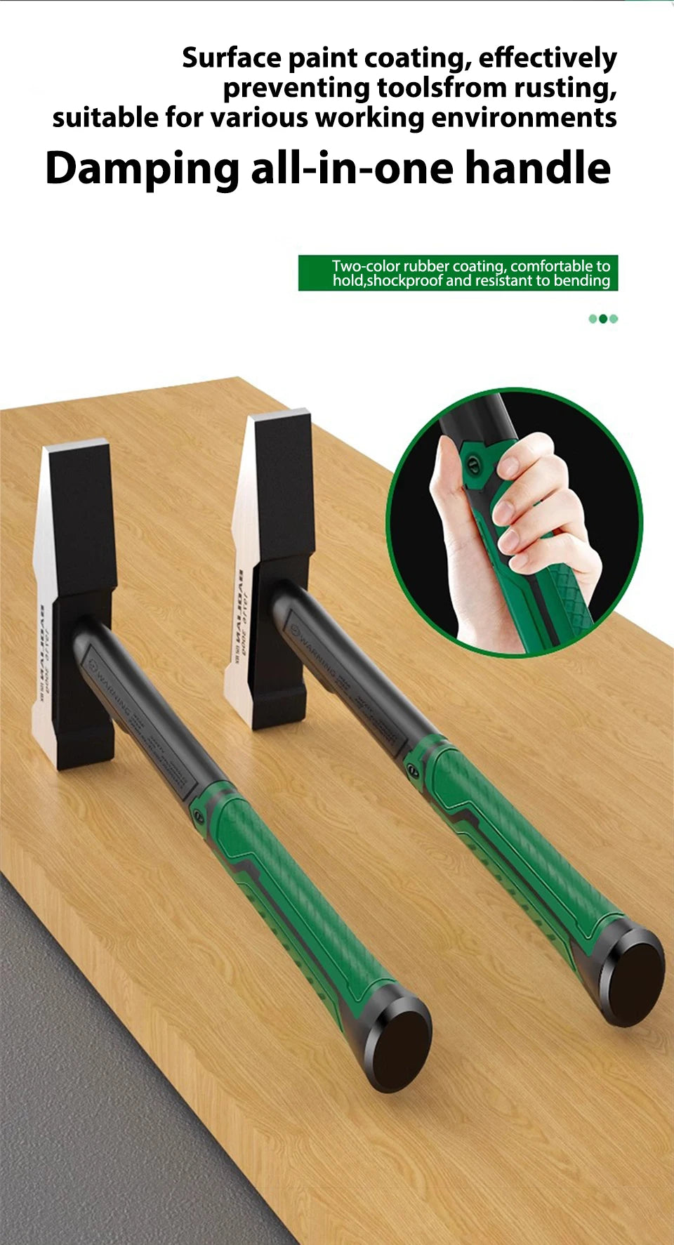 1Pc Flat Head Hammer High-carbon Steel Fitter Hammer 200G/300G/500G Plastic Coated Duckbill Hammer Hardware Tools Building Decor