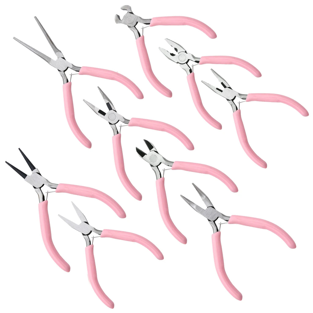 1/5/10pcs Pink Color Handle Anti-slip Splicing and Fixing Jewelry Pliers Tools & Repair Kit, for DIY Jewelery Making