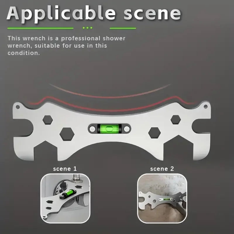 Multifunctional Stainless Steel Bathroom Wrench Tool Shower Installation Hexagonal Level Faucet  Angle Ruler Distance  Measuring
