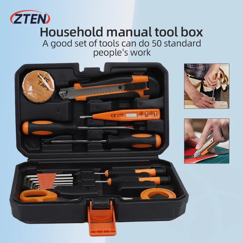 ZTEN New Multi-functional Hardware Toolbox Repair And Installation Hardware Tool Set With Safety Hammer Sheep Horn Hammer