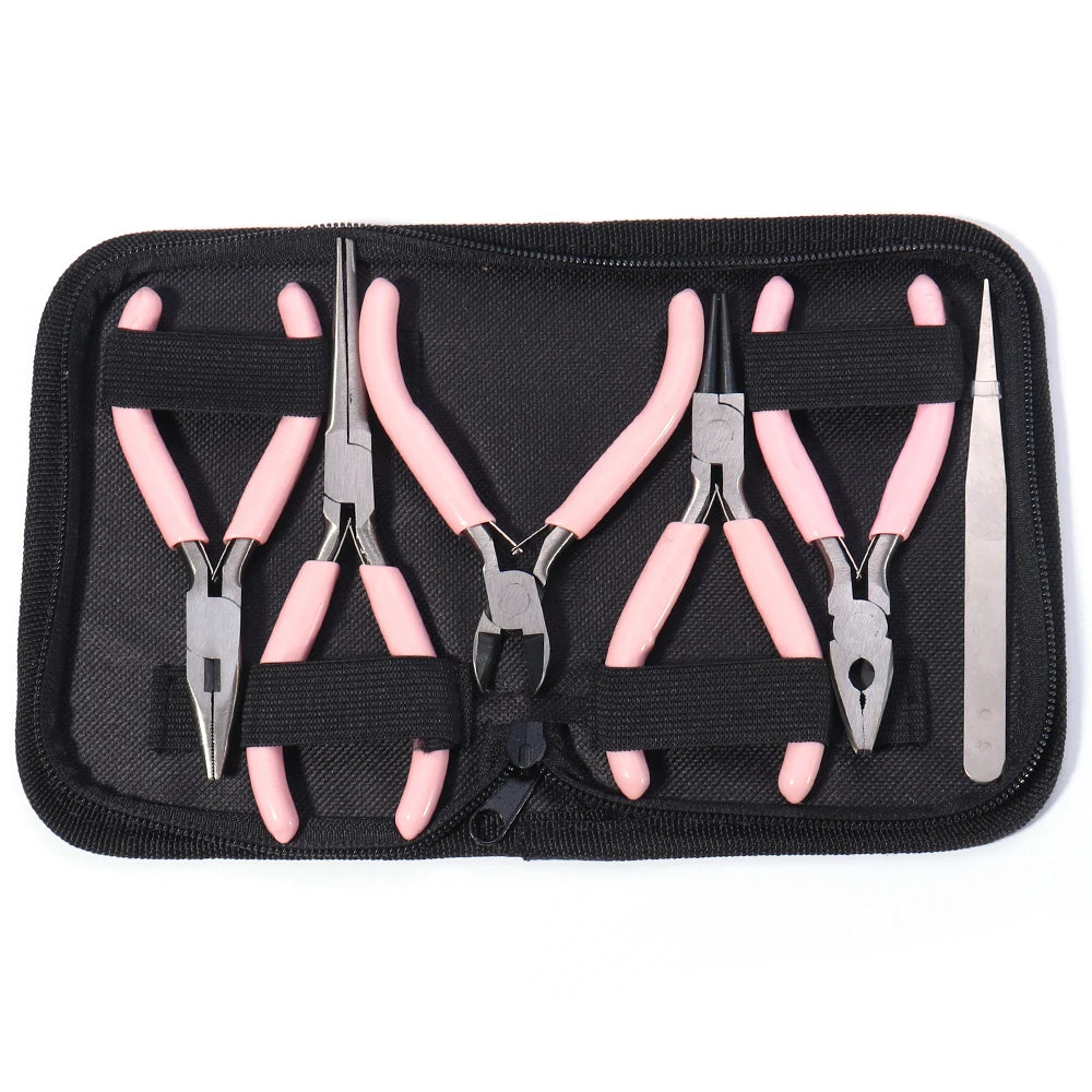 Portable Pink Color Stainless Steel Pliers Tools Round Nose Cutting Wire Pliers For Crafts Beading DIY Jewelry Making Supplies