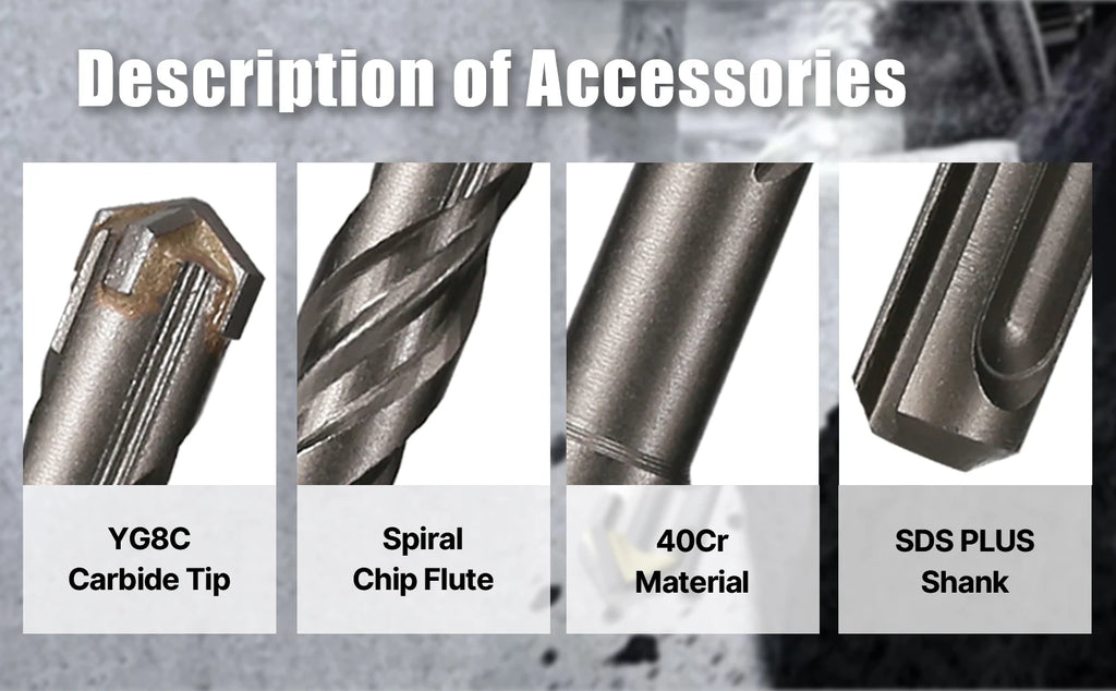 5Pcs/Set SDS PLUS Shank 5/6/8/10/12mm Concrete Impact Hammer Masonry Carbide Drill Bit 110mm Length For Cement Brick Block Wall