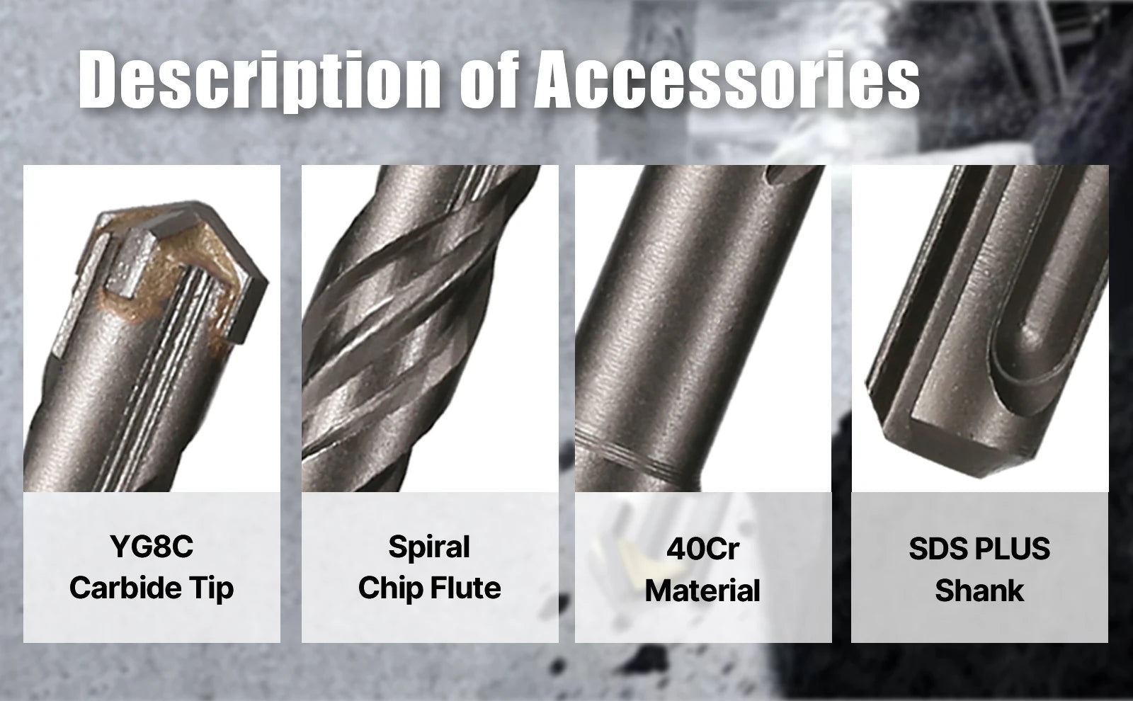 5Pcs/Set SDS PLUS Shank 5/6/8/10/12mm Concrete Impact Hammer Masonry Carbide Drill Bit 110mm Length For Cement Brick Block Wall