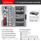 13-48pcs Socket Set Wrench Auto Repair Tool Mixed Tool Set Hand Tool Kit with Plastic Toolbox Storage Case for Home Garage