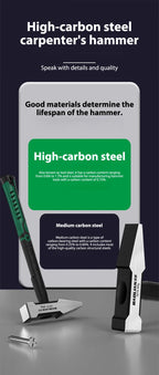 1Pc Flat Head Hammer High-carbon Steel Fitter Hammer 200G/300G/500G Plastic Coated Duckbill Hammer Hardware Tools Building Decor