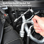 FOCSE 46 Pieces 1/4 Inch Drive Socket Ratchet Wrench Set, With Bit Socket Set, Metric And Extension Bar For Auto Repairing