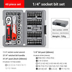 13-48pcs Socket Set Wrench Auto Repair Tool Mixed Tool Set Hand Tool Kit with Plastic Toolbox Storage Case for Home Garage