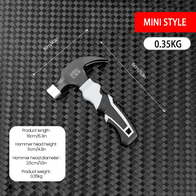 AIRAJ Short/Long Handle Claw Hammer Double Nail High Carbon Steel Household Durable Anti Slip Industrial Grade Hand Tool